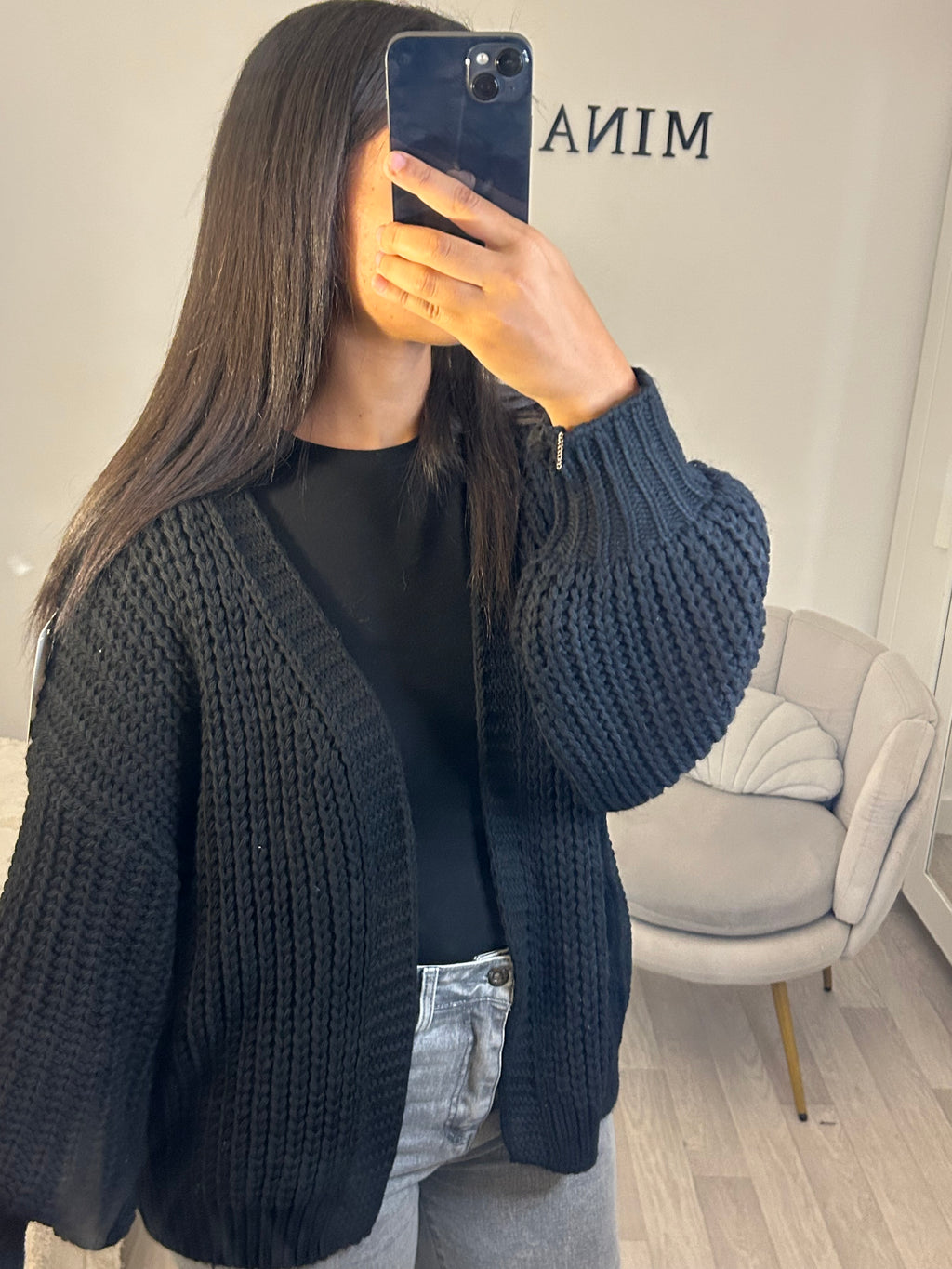 Cardigan en laine noir