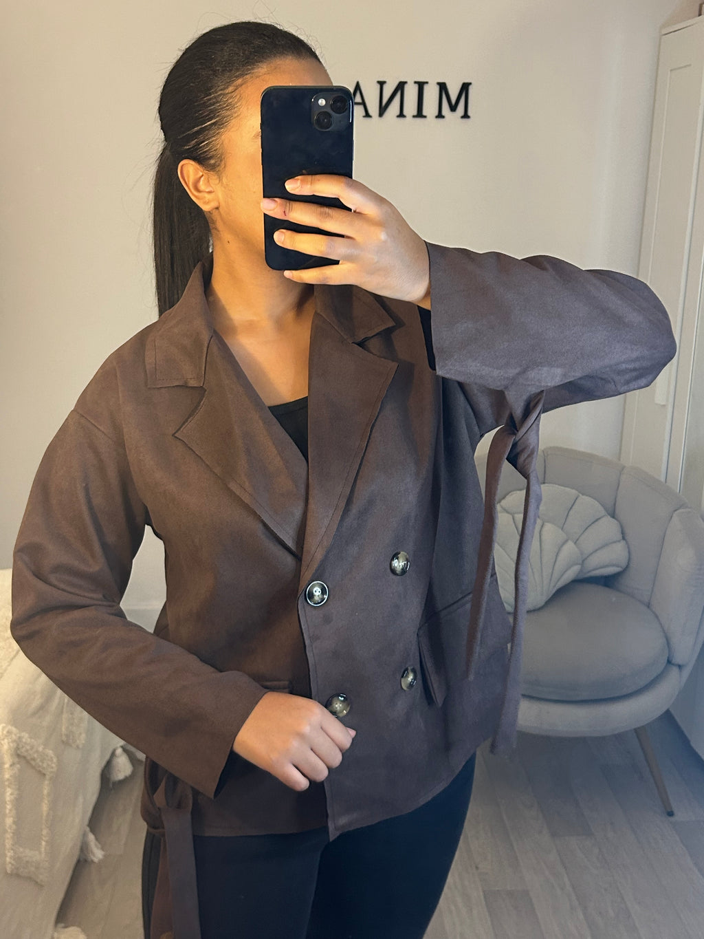 Veste en daim marron