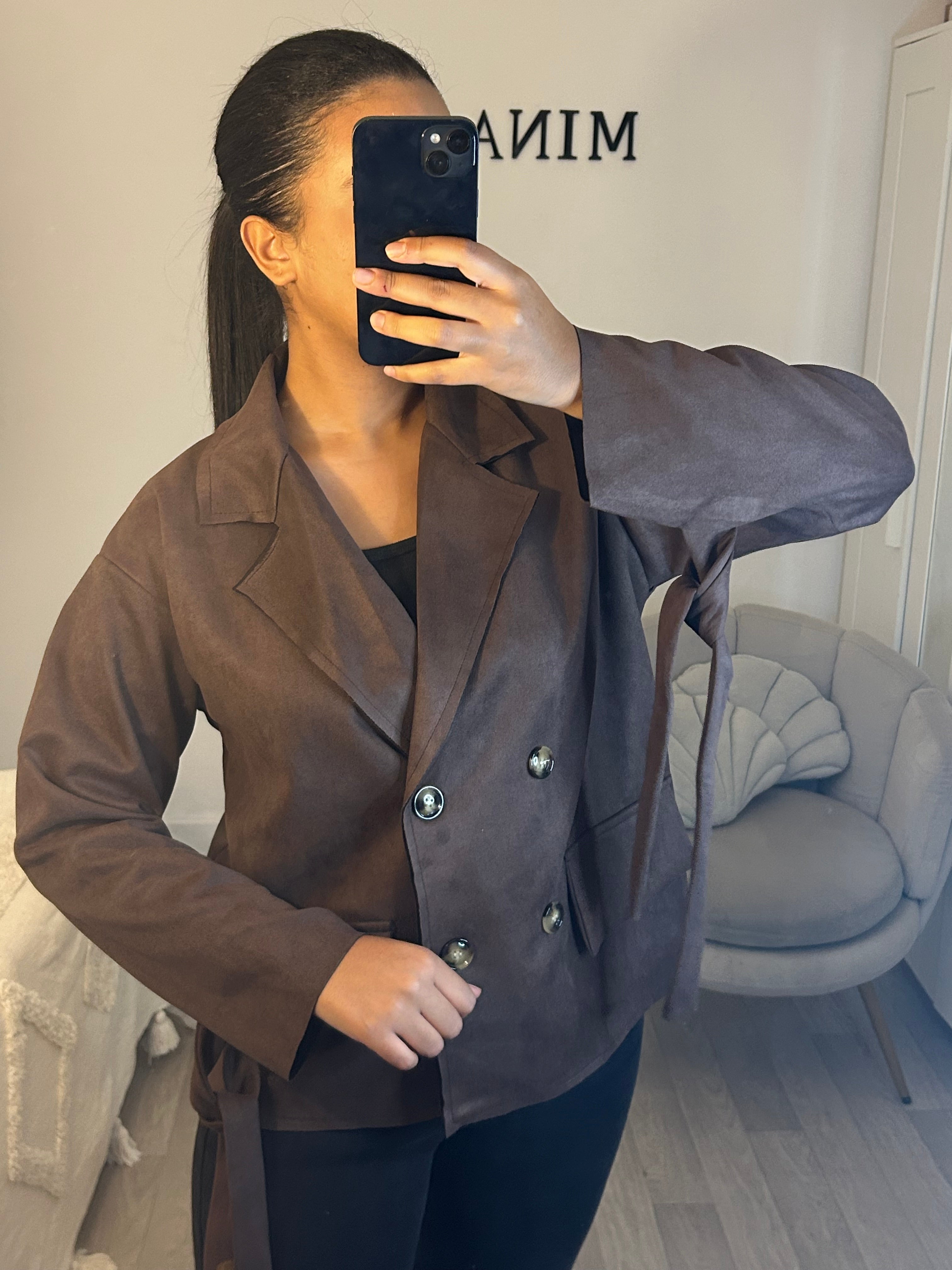 Veste en daim marron