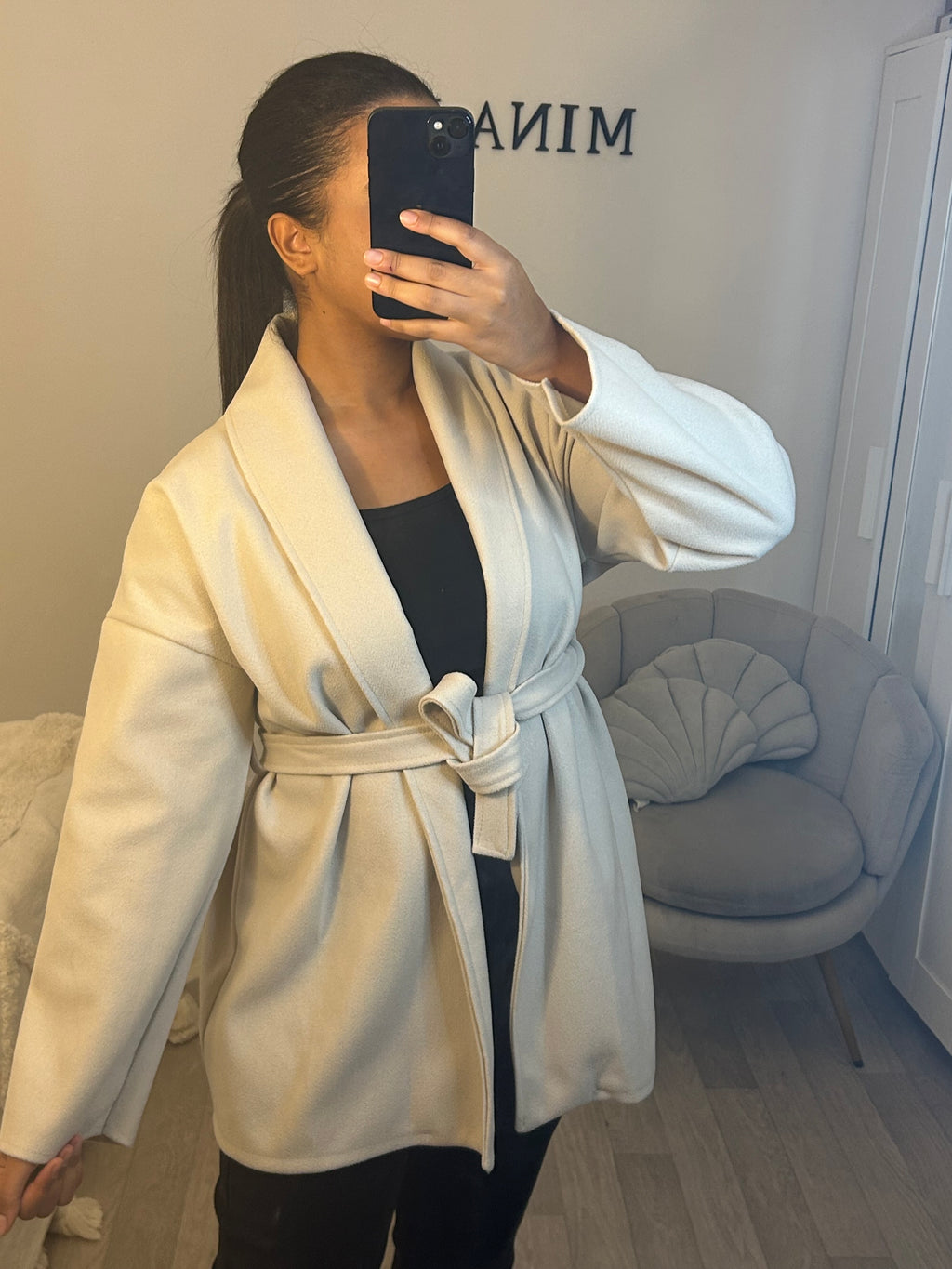 Manteau mi-long beige
