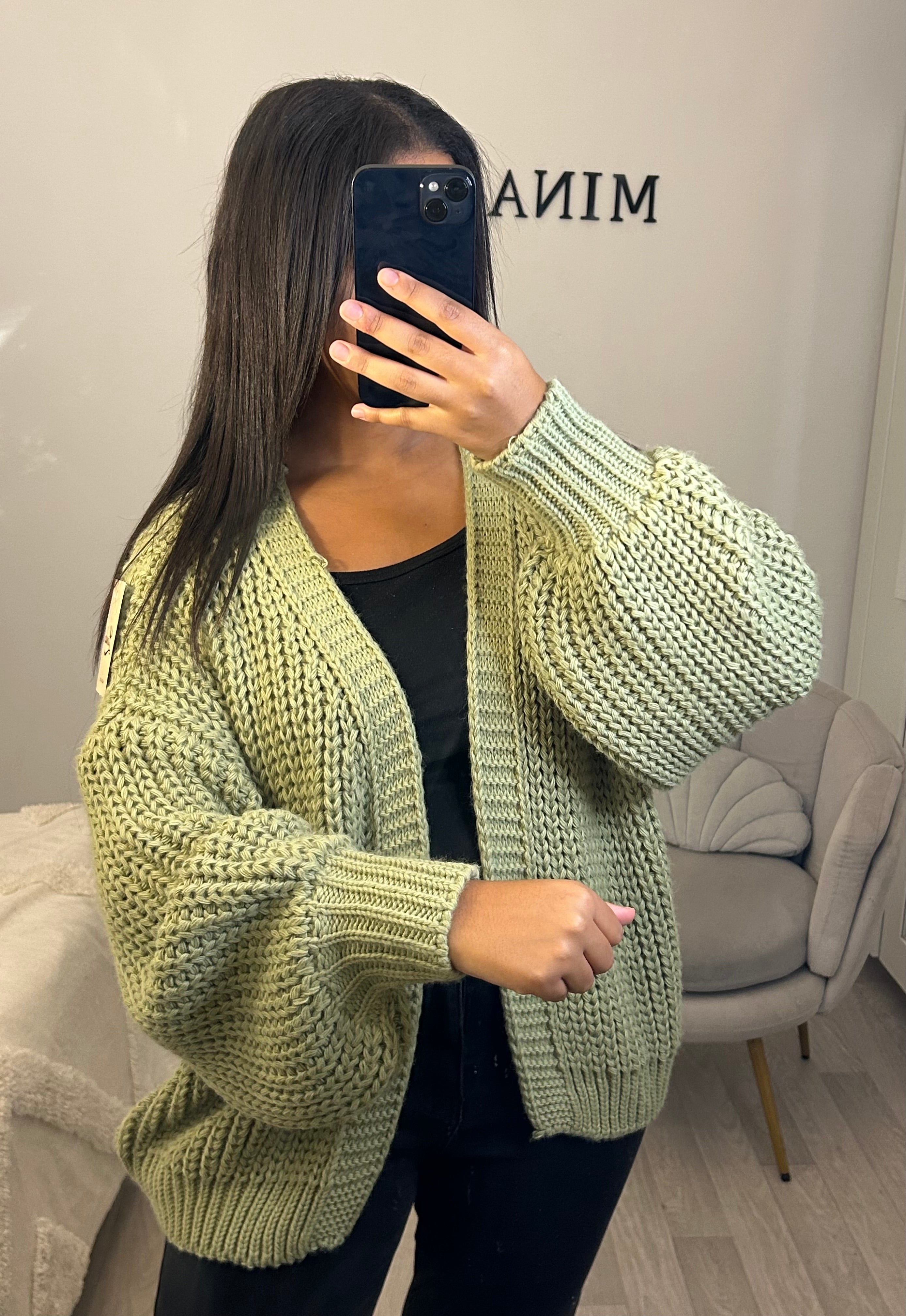 Cardigan en laine vert