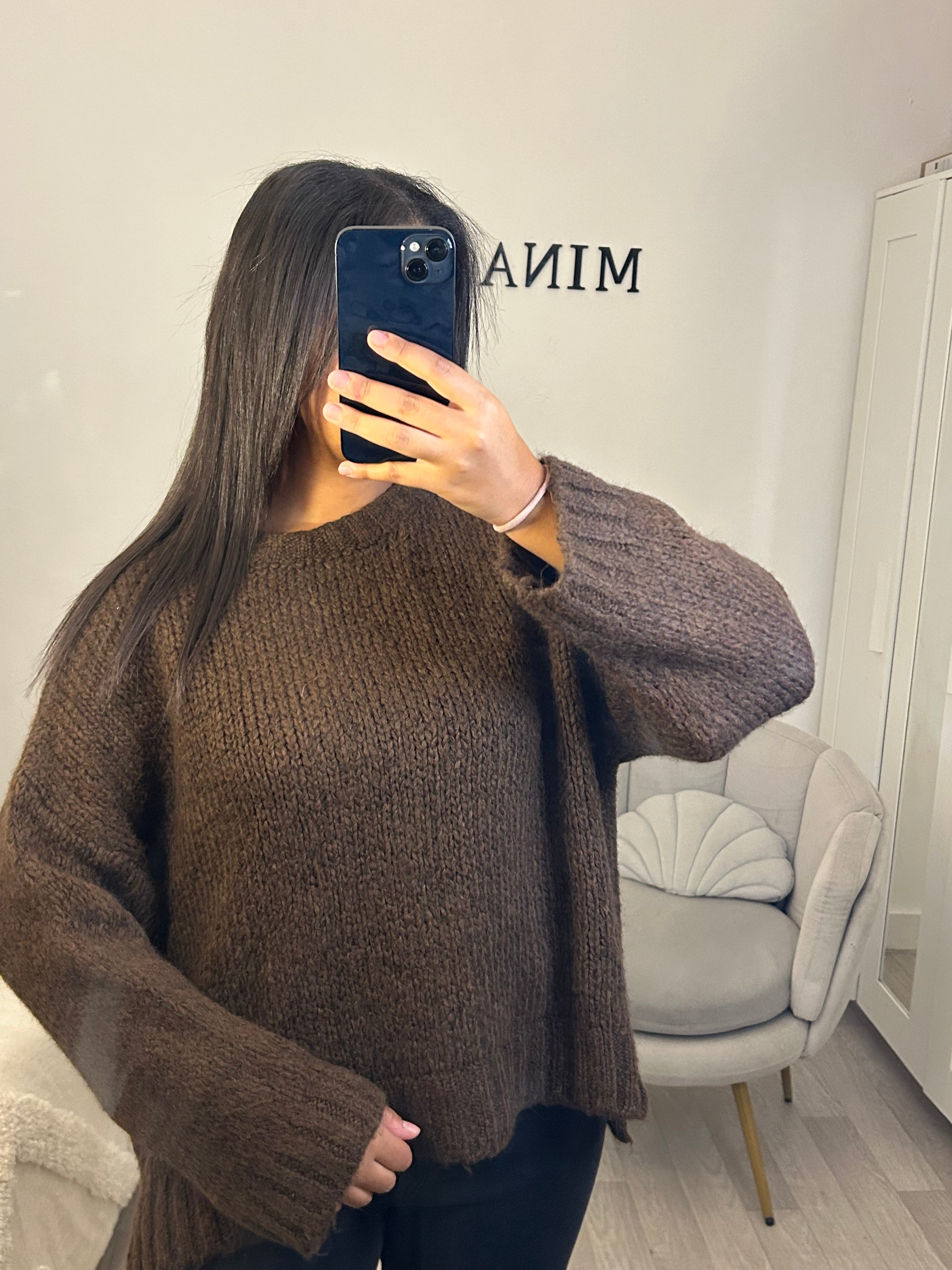 Pull en laine marron