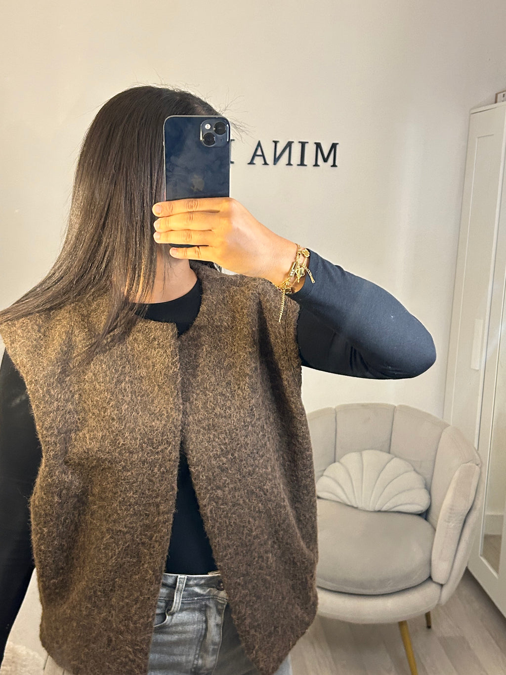 Veste sans manche marron