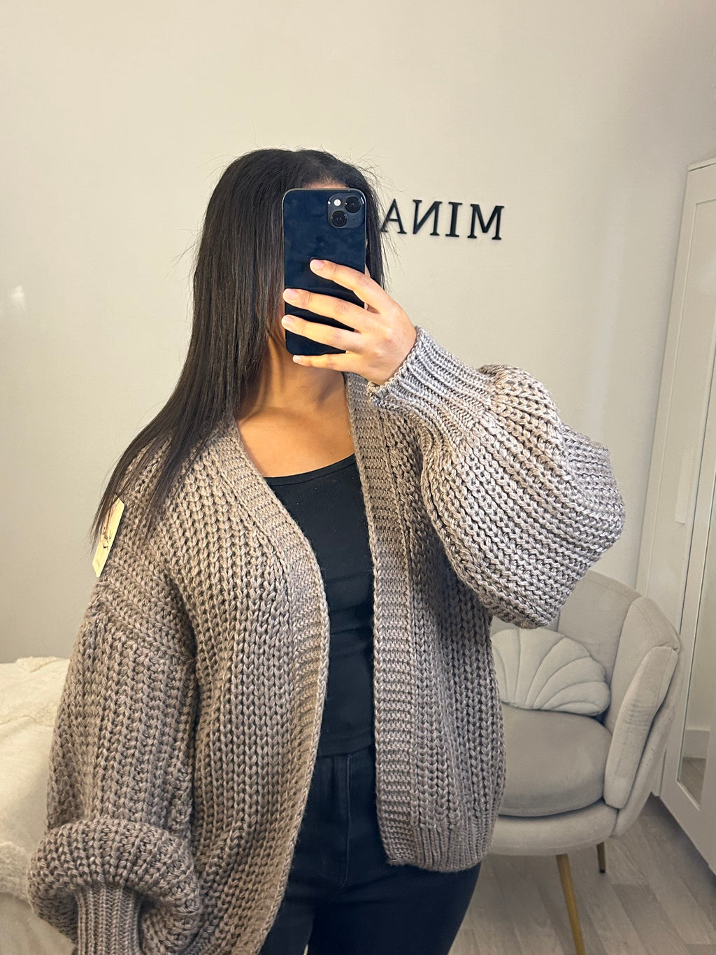 Cardigan en laine taupe