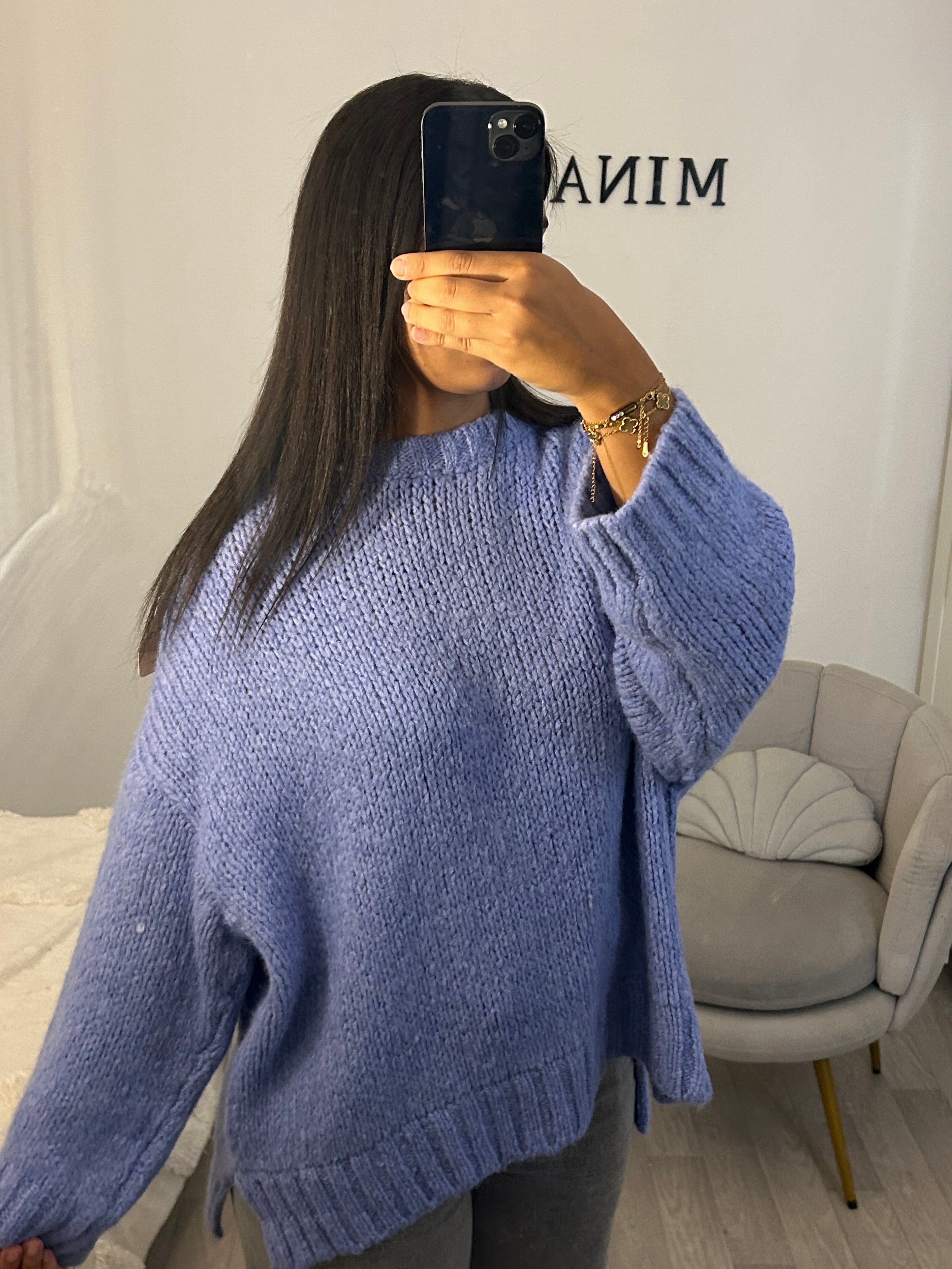 Pull en laine bleu