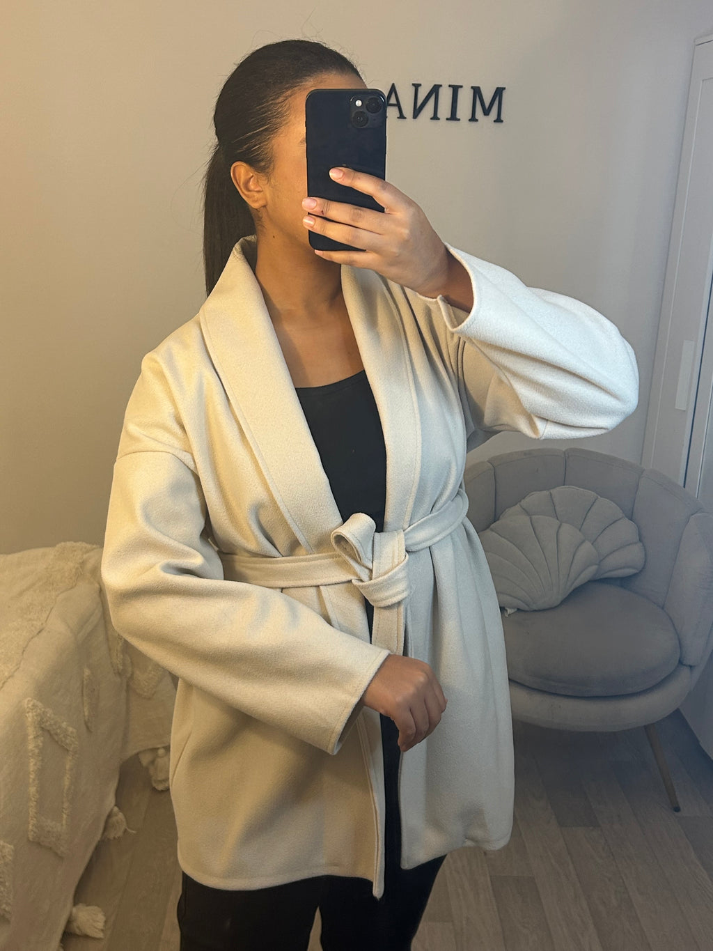 Manteau mi-long beige