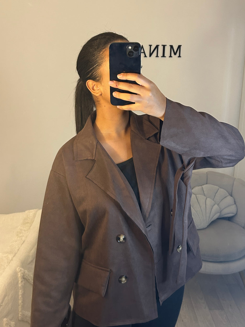 Veste en daim marron