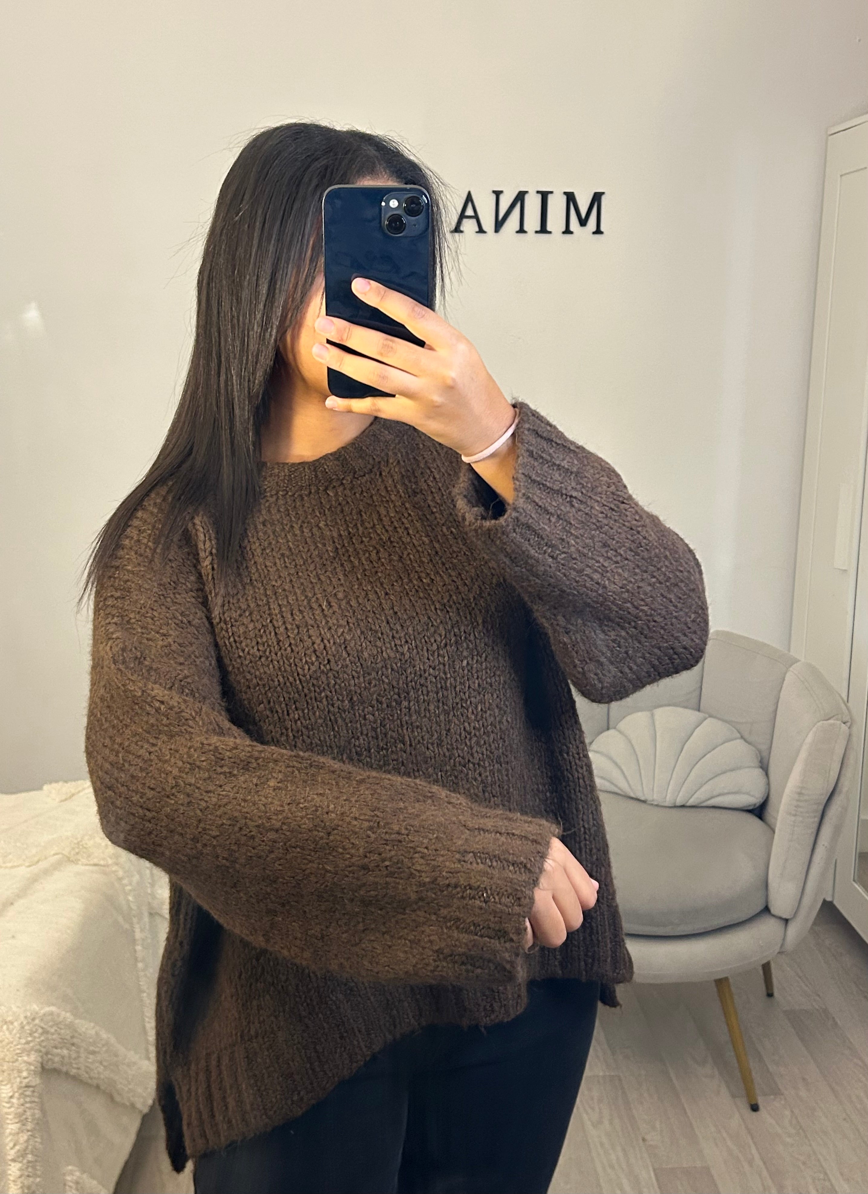 Pull en laine marron