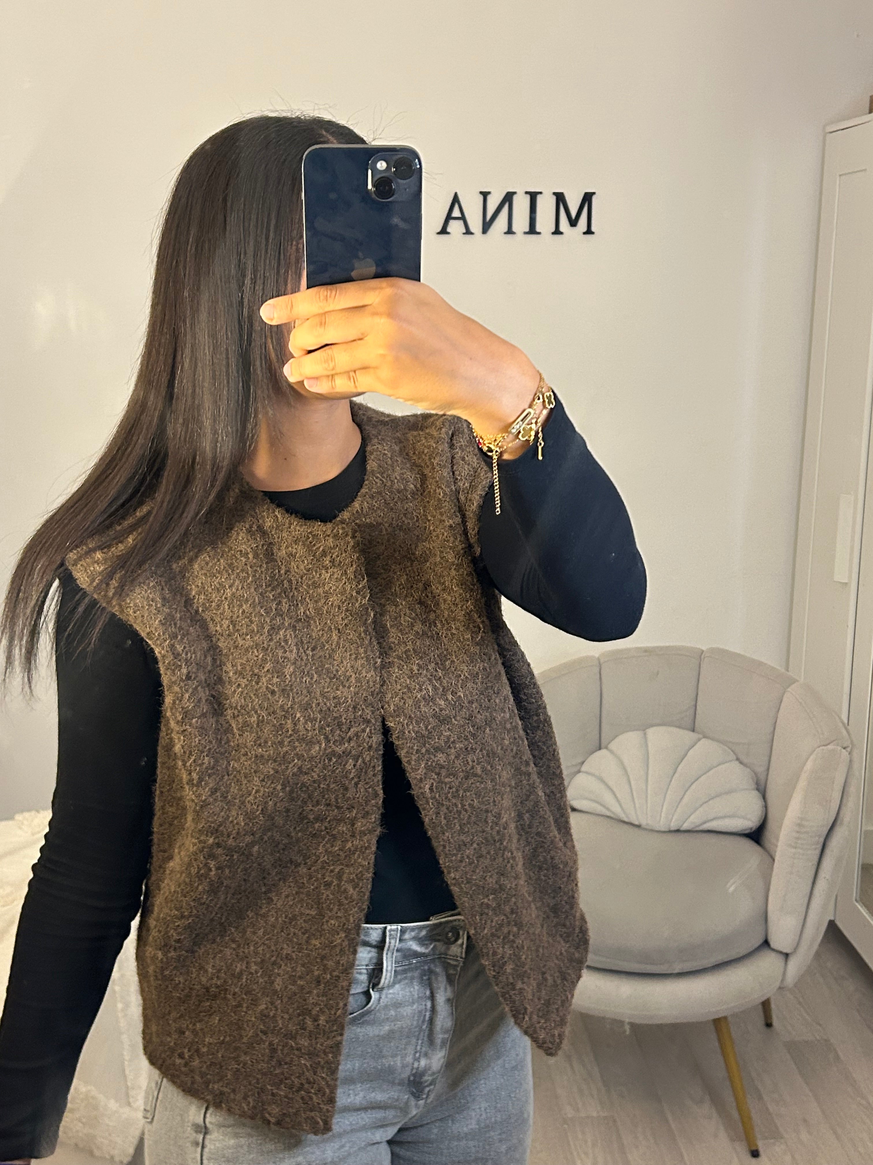 Veste sans manche marron