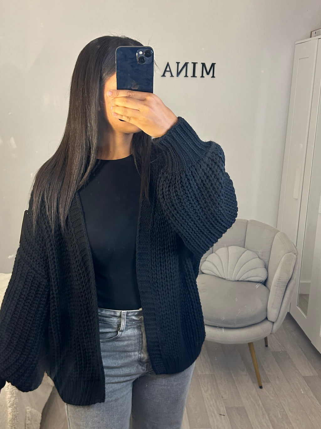 Cardigan en laine noir