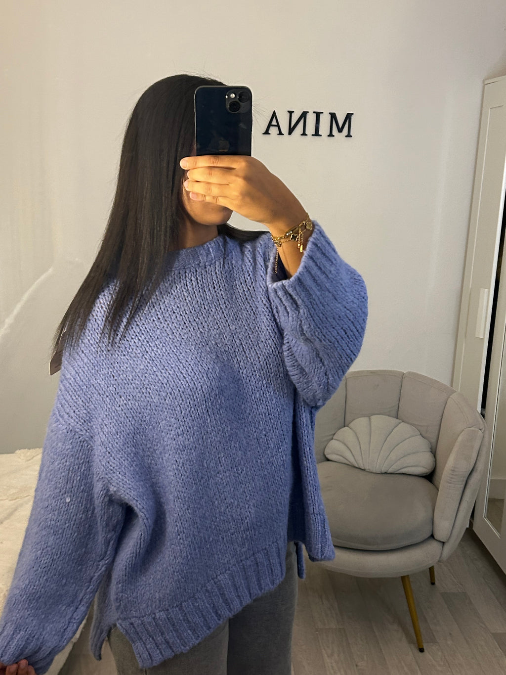 Pull en laine bleu